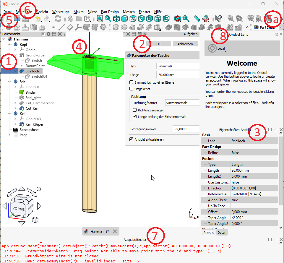 Screenshot Benutzeroberfläche Ondsel