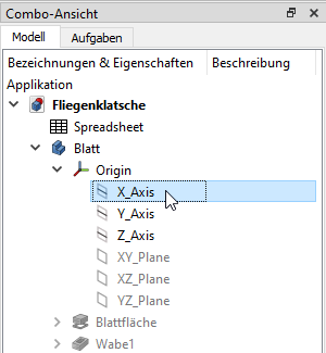 Koordinatensystem in der Combo-Ansicht