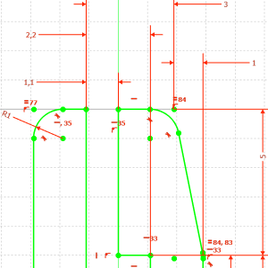 Screenshot der Skizze des Verbinders mit Radien