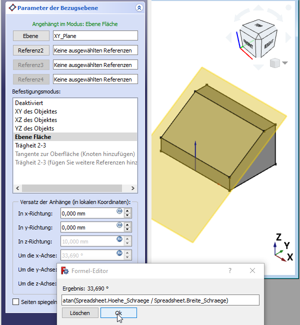 Screenshot Parameter_Bezugsebene