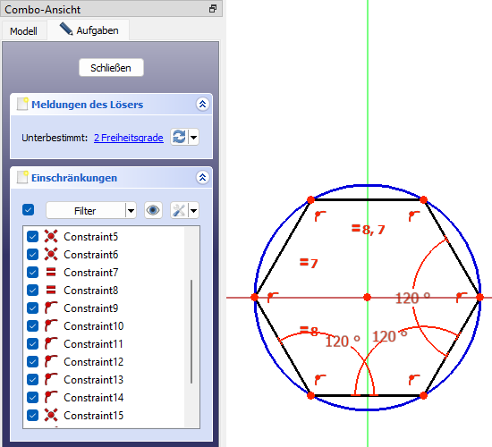 Screenshot modifiziertes Sechseck