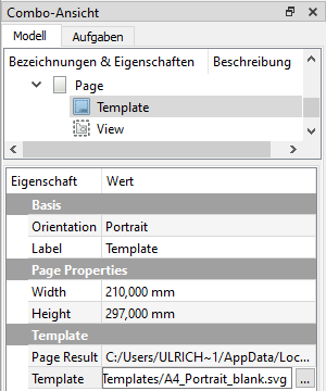 Screenshot der Baumansicht und der Eigenschaften von Page