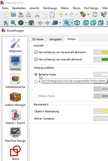 Screenshot Einstellungen