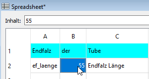 Screenshot Maß in einer Tabelle