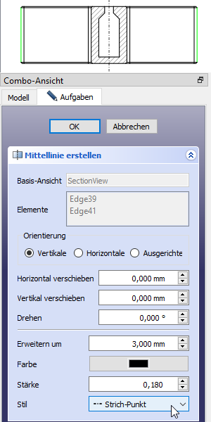 Screenshot Mittellinie