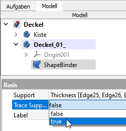 Screenshot ShapeBinder-Eigenschaften