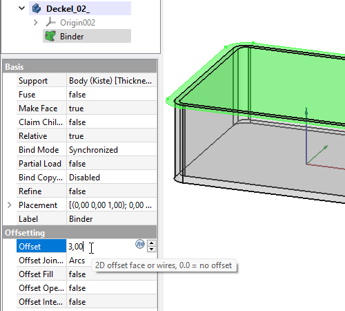 Screenshot eines Linienzuges mit Offset