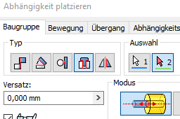 Fenster:Abhängigkeit Einfügen