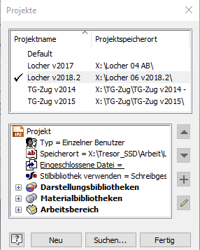 Fenster Projekte im Inventor 2015