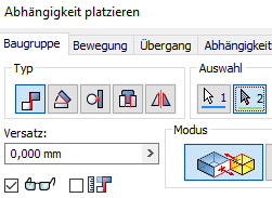 Fenster:Abhängigkeit Passend