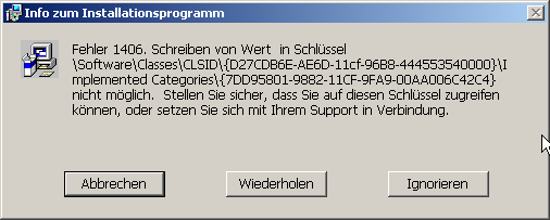 Inventor Fehlermeldung 1406